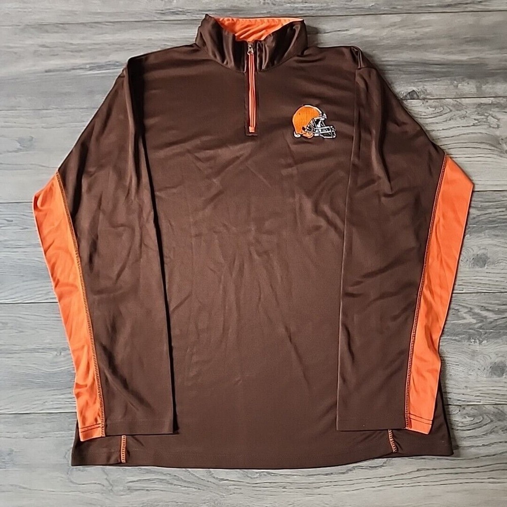NFL Team Apparel 1/4 Zip Men's Sweatshirt Cleaveland Browns Long Sleeve Sz LT